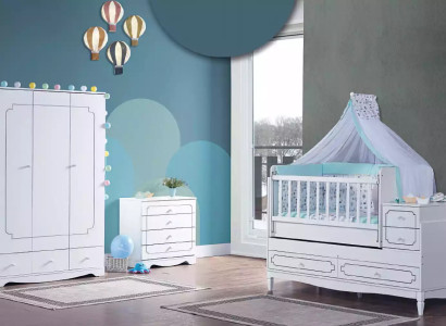 Babykamer kinderkamer bed wit slaapkamer babykast commode 3-delig.